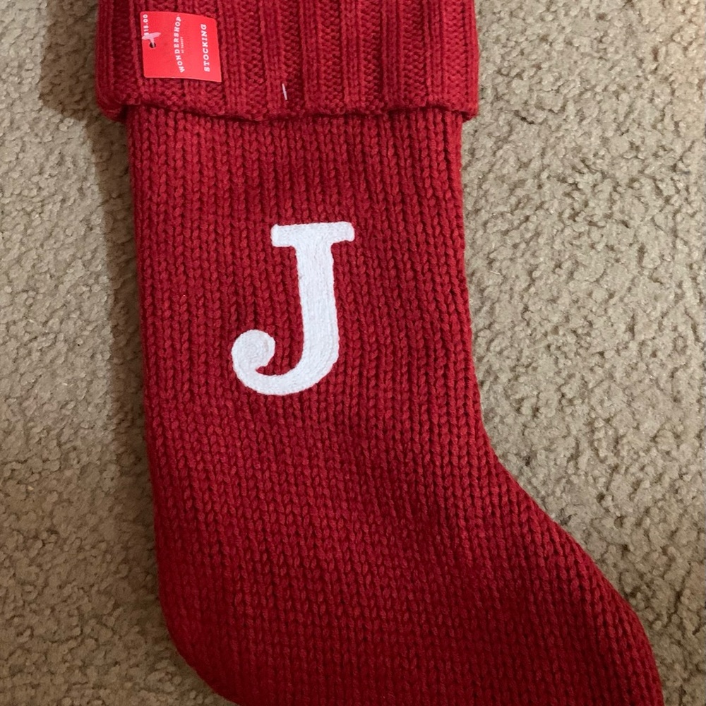 Target Wondershop Lg. Monogram Letter J stocking. New.